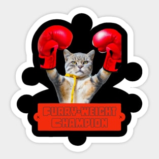 Boxing Cat Furry-weight Champion Sticker